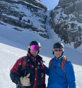 Heliskiing Ruby Mountains Come Line Couloir Mike and Brady