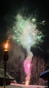 Last Frontier Heliskiing Bell 2 Lodge Fireworks Show