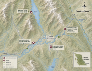 Northern Escape Heliskiing Overview Map Heli Skier