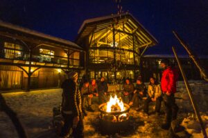 Skeena Heliskiing Campfire Heli Skier