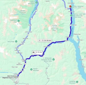 West Kootenay Regional Airport To Kaslo Map Heli Skier