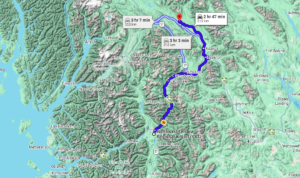 Terrace Airport to Skeena Heliskiing Map Heli-Skier